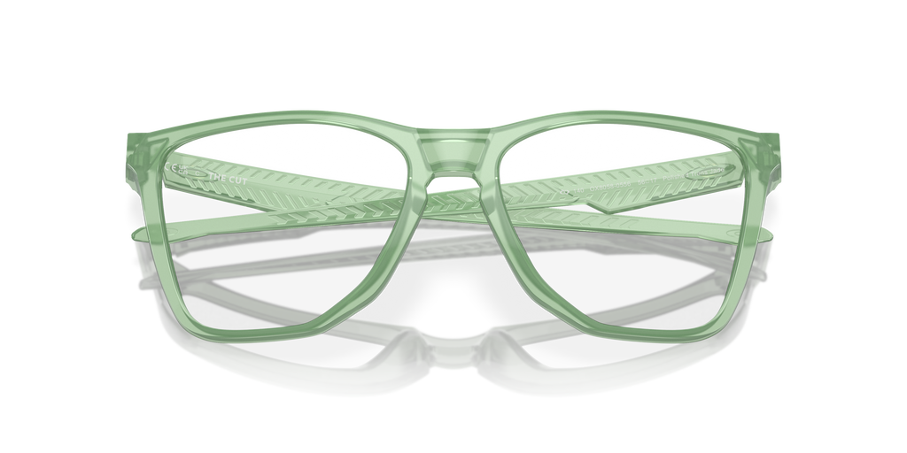 Oakley OX8058 The Cut Men's Square Eyeglass Frames - Polished Trans Jade Frame