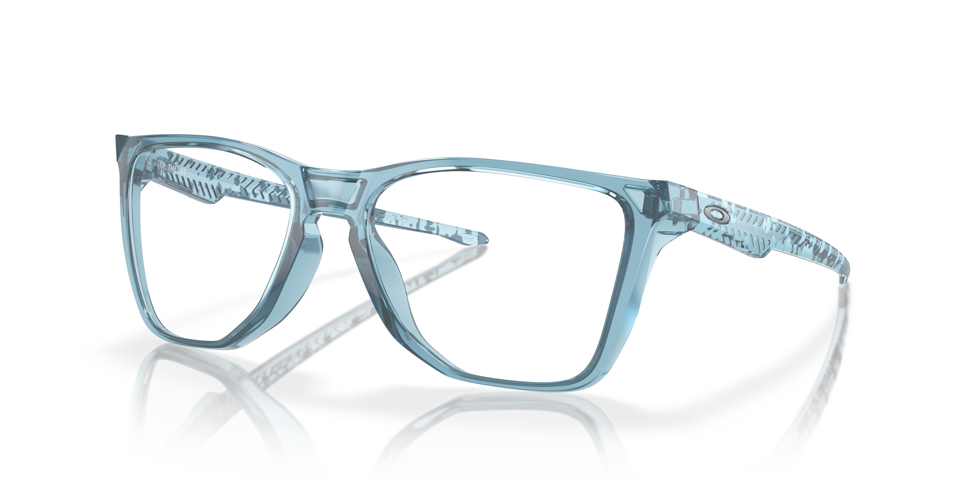 Oakley OX8058 The Cut Men's Square Eyeglass Frames - Polished Trans Jade Frame