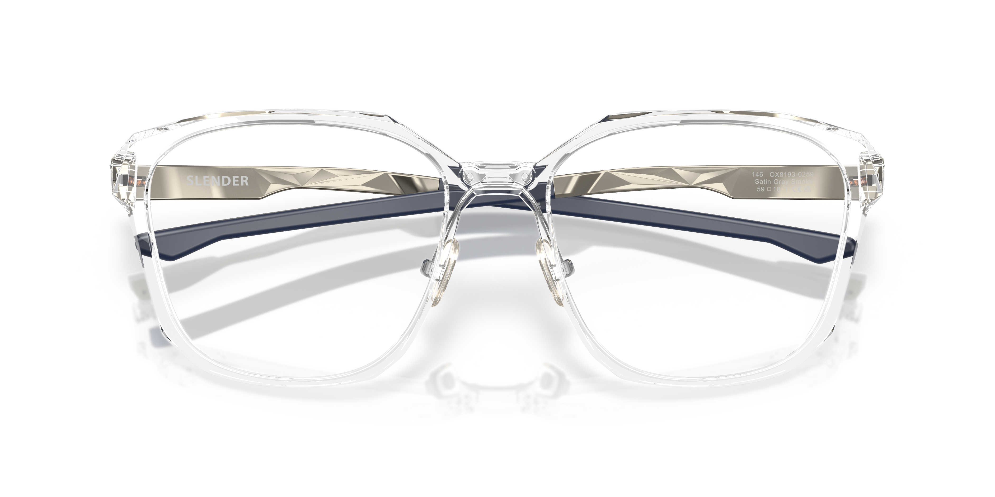 Oakley OX8193 Slender Men's Square Eyeglass Frames - Polished Clear Frame